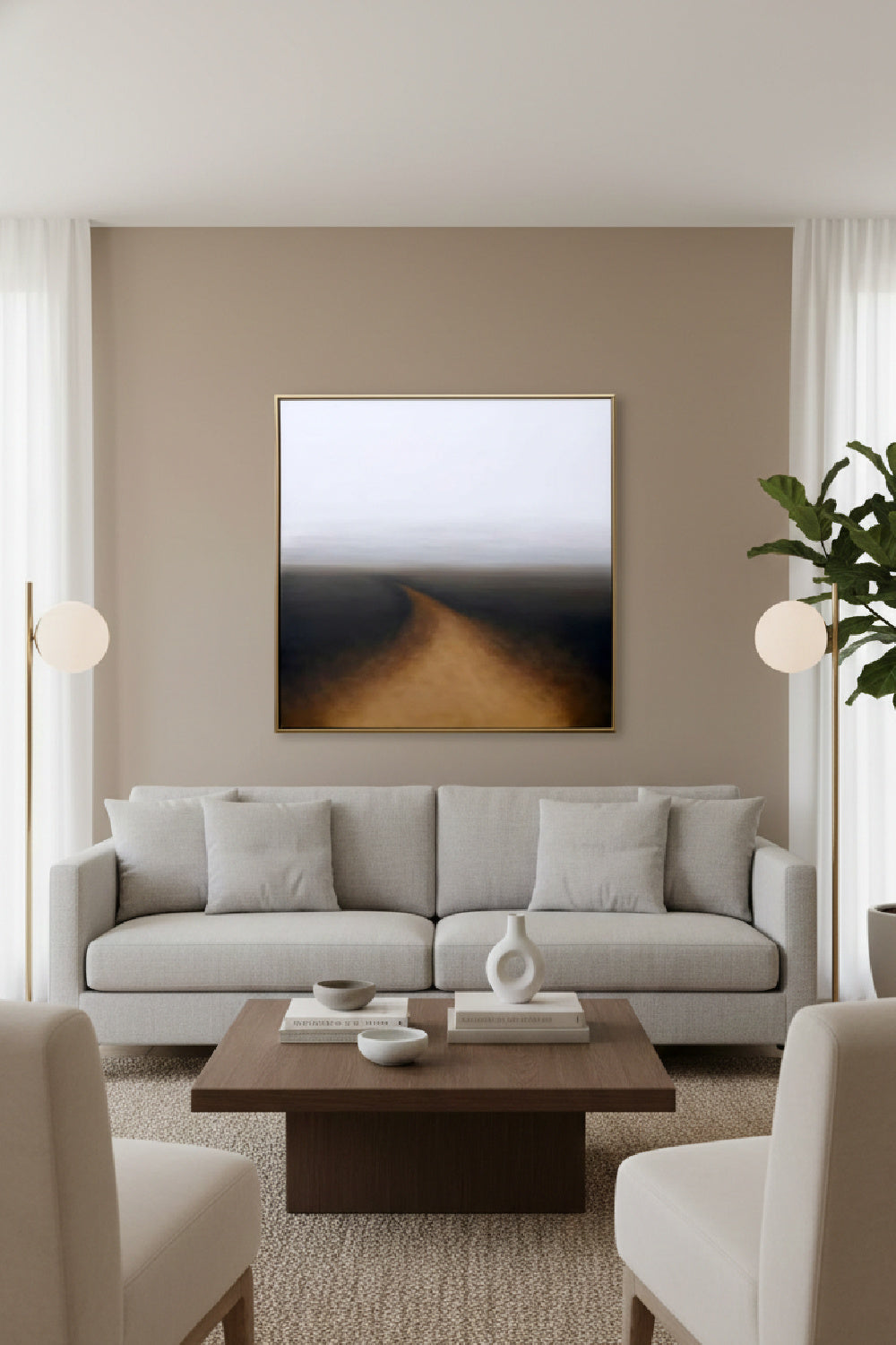 Modern European furniture - Contemporary Abstract Art with Gold Frame - www.oroa.com