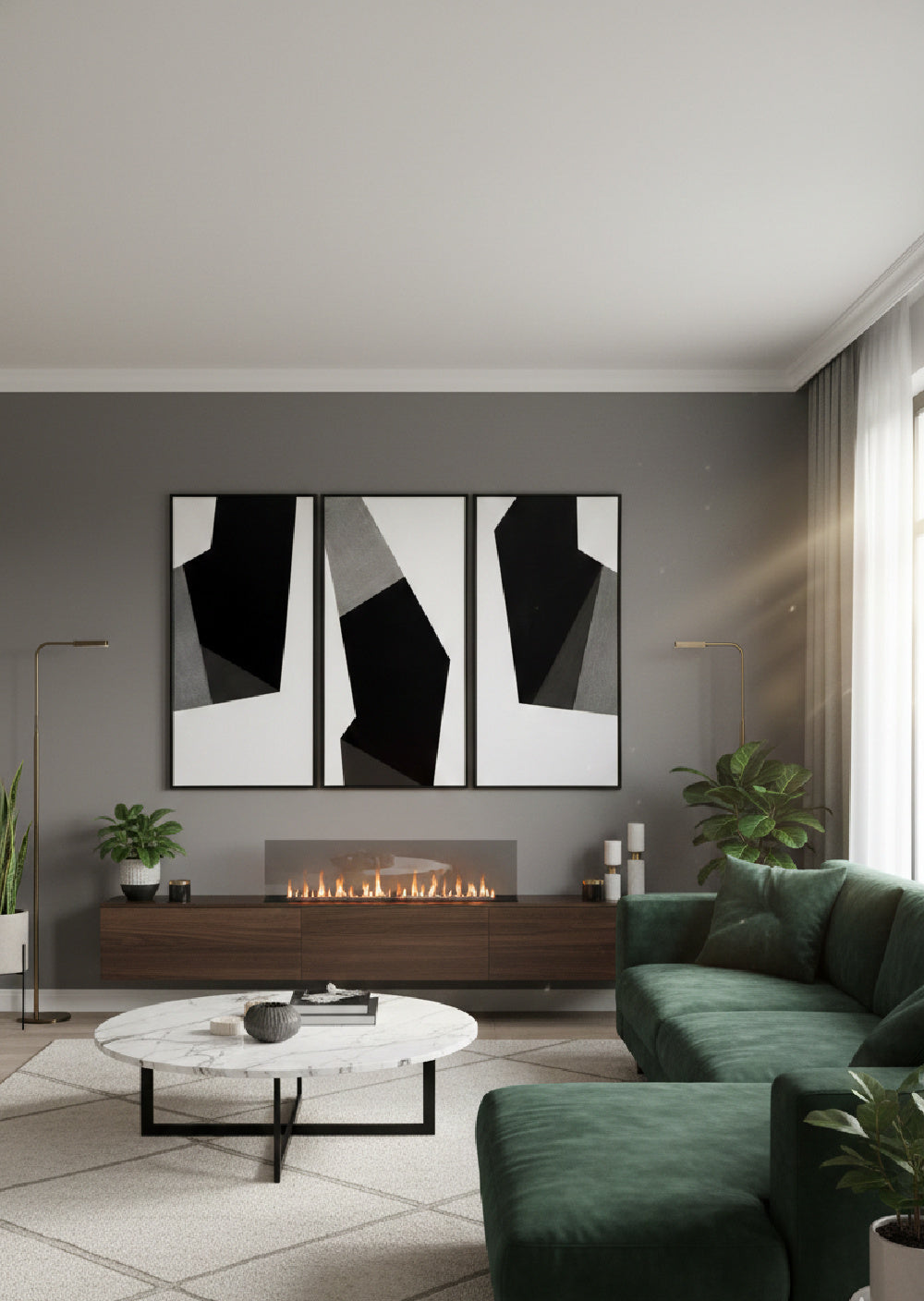 Modern European furniture - Contemporary Geometric Triptych Art Set (3) - www.oroa.com