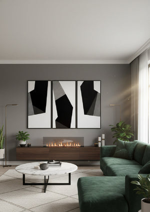 Modern European furniture - Contemporary Geometric Triptych Art Set (3) - www.oroa.com