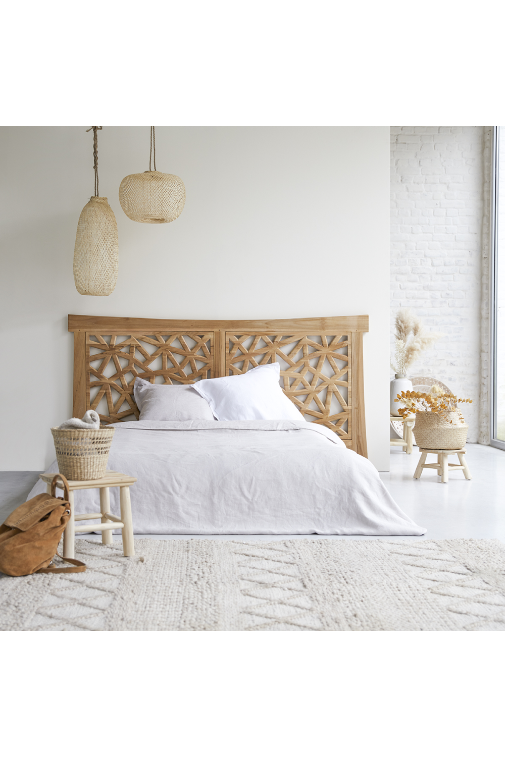 Solid Teak King Headboard 83" | Tikamoon Gentong | OROA TRADE