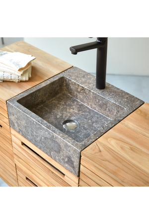 Solid Teak and Marble Vanity Unit | Tikamoon Slats | Oroa.com