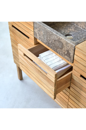 Solid Teak and Marble Vanity Unit | Tikamoon Slats | Oroa.com