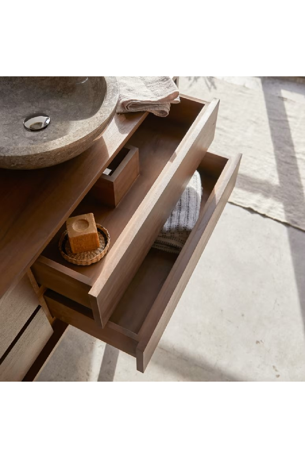 Teak Wall Mounted Vanity Unit | Tikamoon Parker | OROA.COM