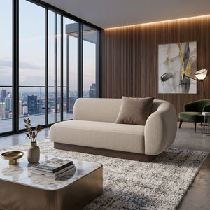   Beige Ribbed Linen Loveseat | Oroa.com