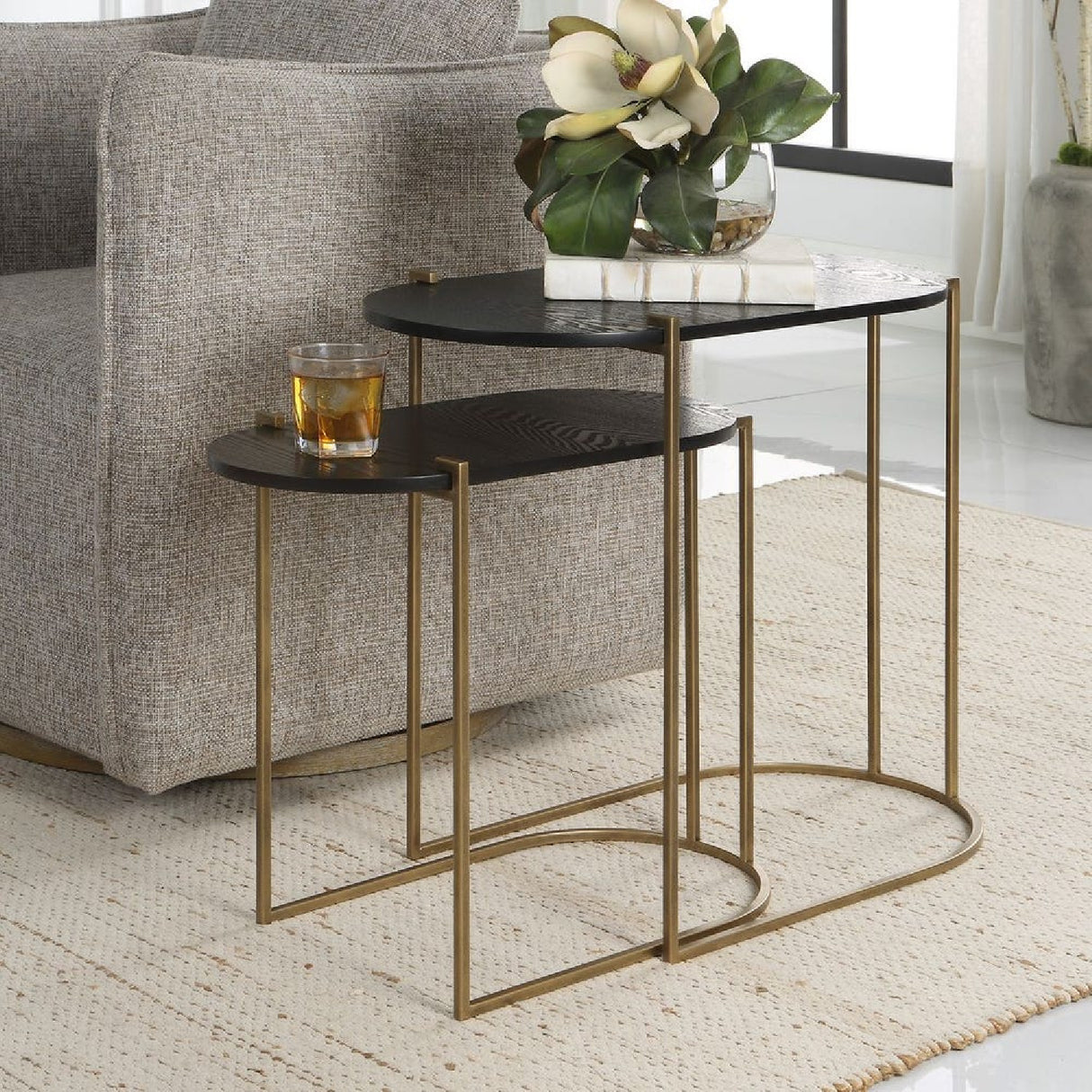   Oval Black Ash Nesting Tables (2) | Oroa.com