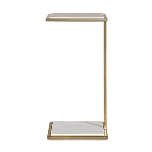   White Marble C-Shaped Drink Table | Oroa.com