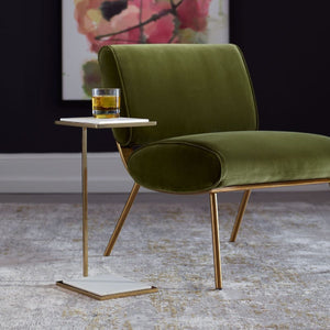  White Marble C-Shaped Drink Table | Oroa.com