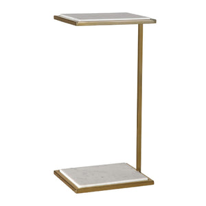   White Marble C-Shaped Drink Table | Oroa.com