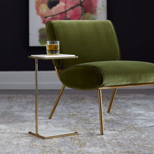   White Marble C-Shaped Drink Table | Oroa.com
