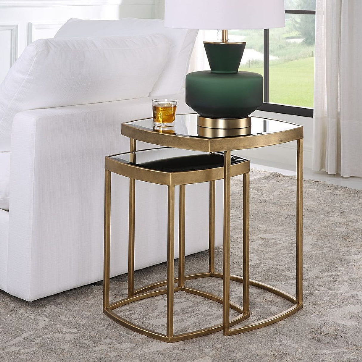   Beveled Mirror Nesting Side Tables (2) | Oroa.com