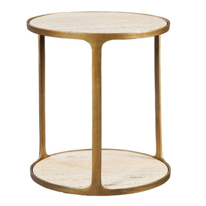   Beige Travertine Side Table | Oroa.com