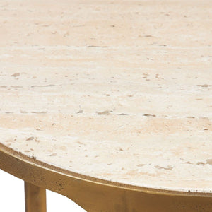   Beige Travertine Side Table | Oroa.com