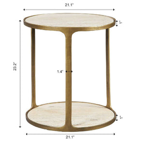   Beige Travertine Side Table | Oroa.com
