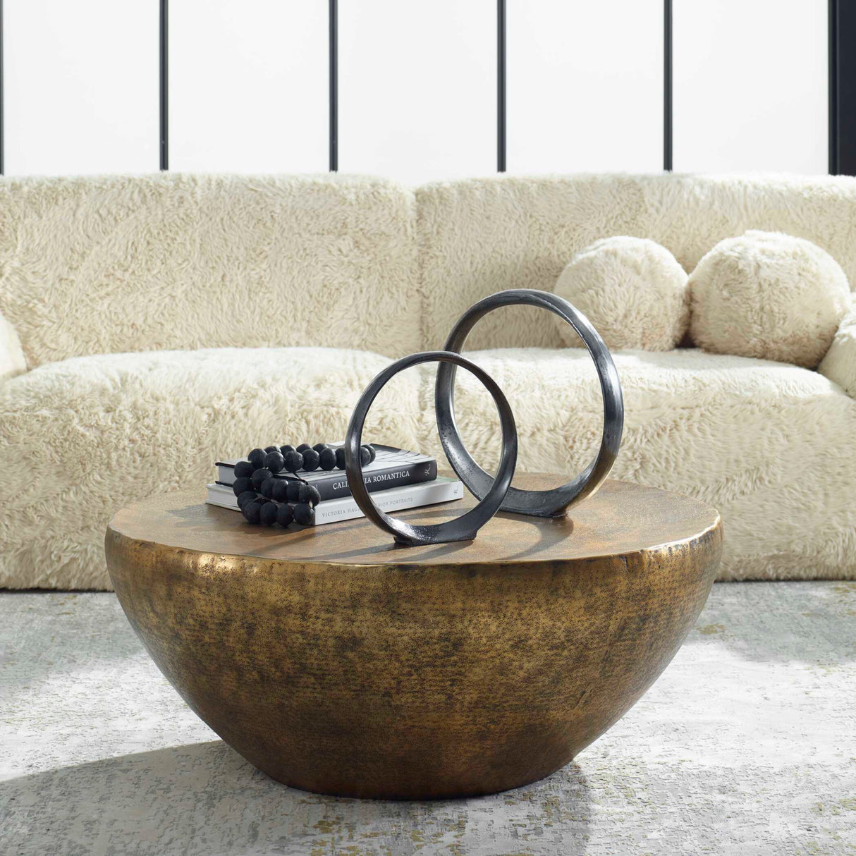   Antique Gold Round Coffee Table | Oroa.com