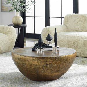   Antique Gold Round Coffee Table | Oroa.com