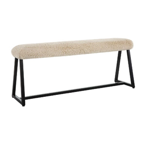   Beige Long-Haired Sheepskin Bench | Oroa.com
