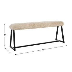   Beige Long-Haired Sheepskin Bench | Oroa.com