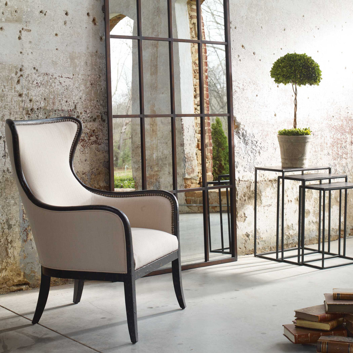   Nail Trimmed Wingback Accent Chair | Oroa.com
