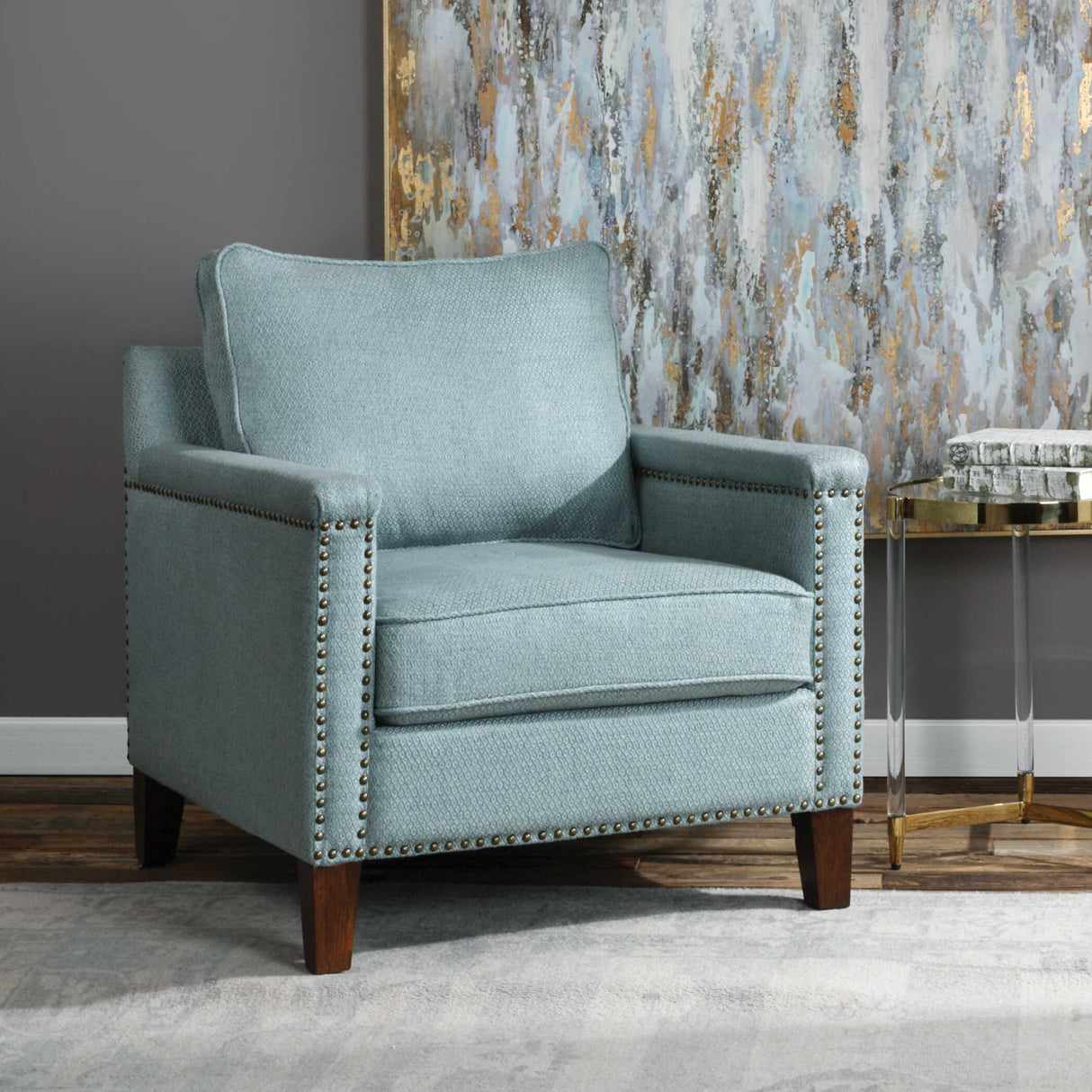   Blue Nail Trimmed Accent Chair | Oroa.com
