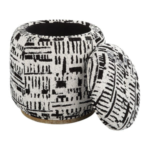   Black Patterned Storage Ottoman | Oroa.com