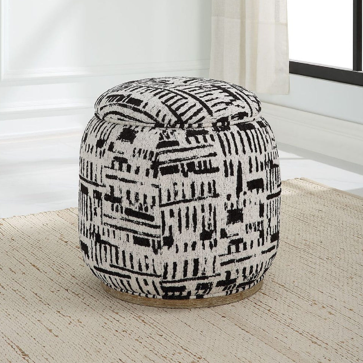   Black Patterned Storage Ottoman | Oroa.com