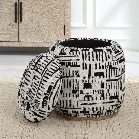   Black Patterned Storage Ottoman | Oroa.com
