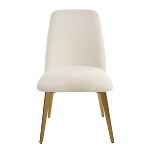   White Fabric Minimalist Dining Chair | Oroa.com