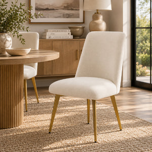   White Fabric Minimalist Dining Chair | Oroa.com