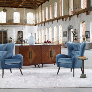   Blue Velvet Tufted Accent Chair | Oroa.com