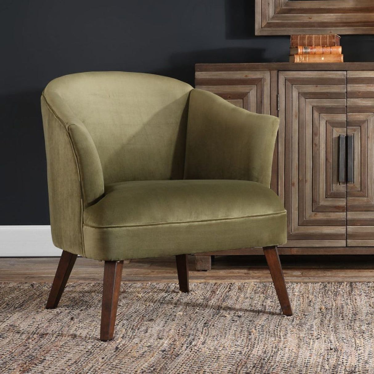  Green Velvet Welted Accent Chair | Oroa.com