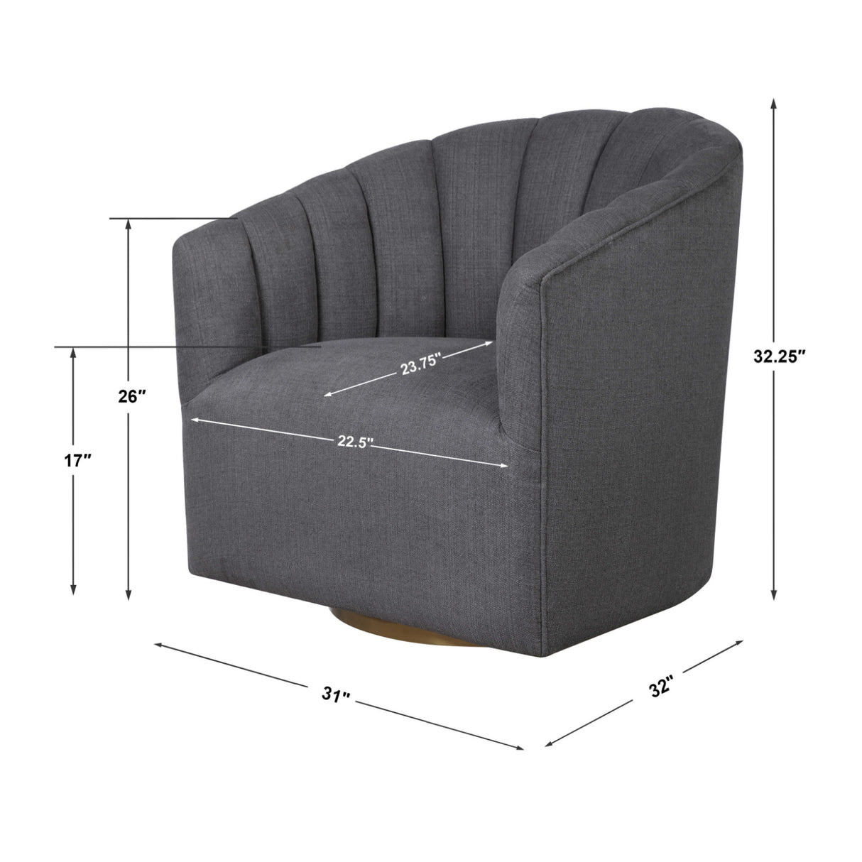   Gray Channel-Tufted Swivel Chair | Oroa.com