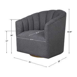   Gray Channel-Tufted Swivel Chair | Oroa.com