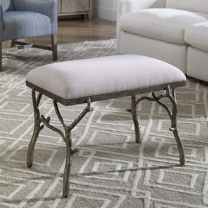   Silver Framed White Bench S | Oroa.com