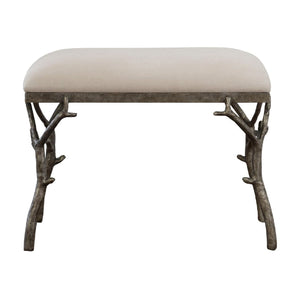   Silver Framed White Bench S | Oroa.com