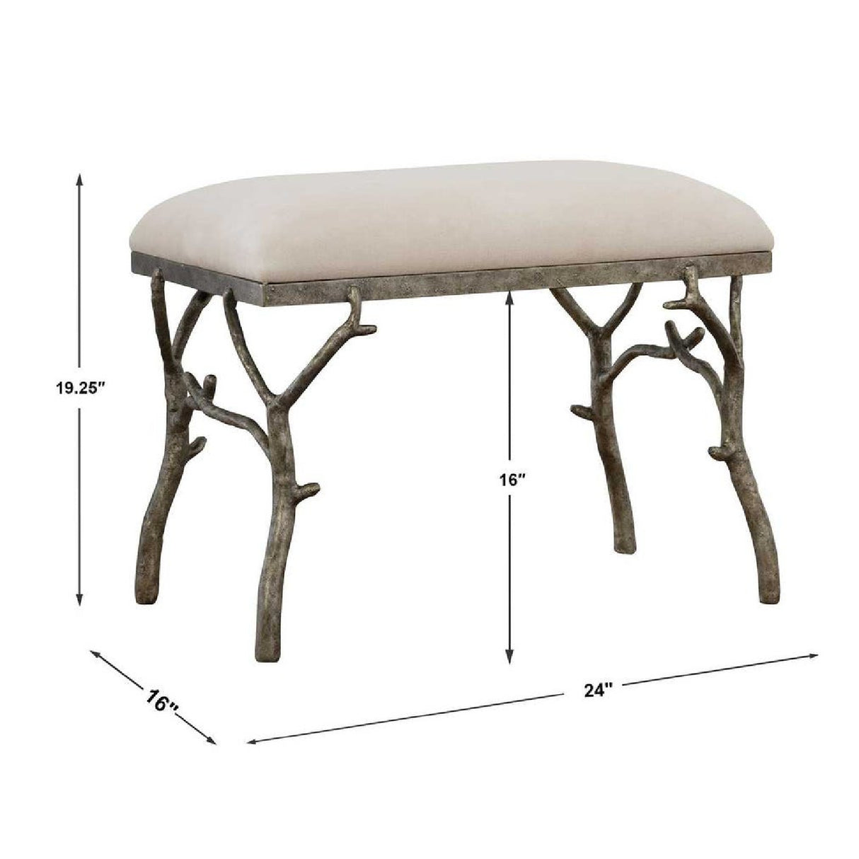   Silver Framed White Bench S | Oroa.com
