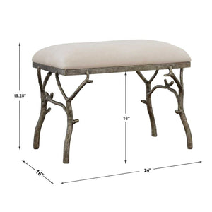   Silver Framed White Bench S | Oroa.com