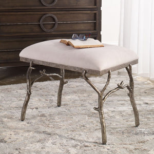   Silver Framed White Bench S | Oroa.com