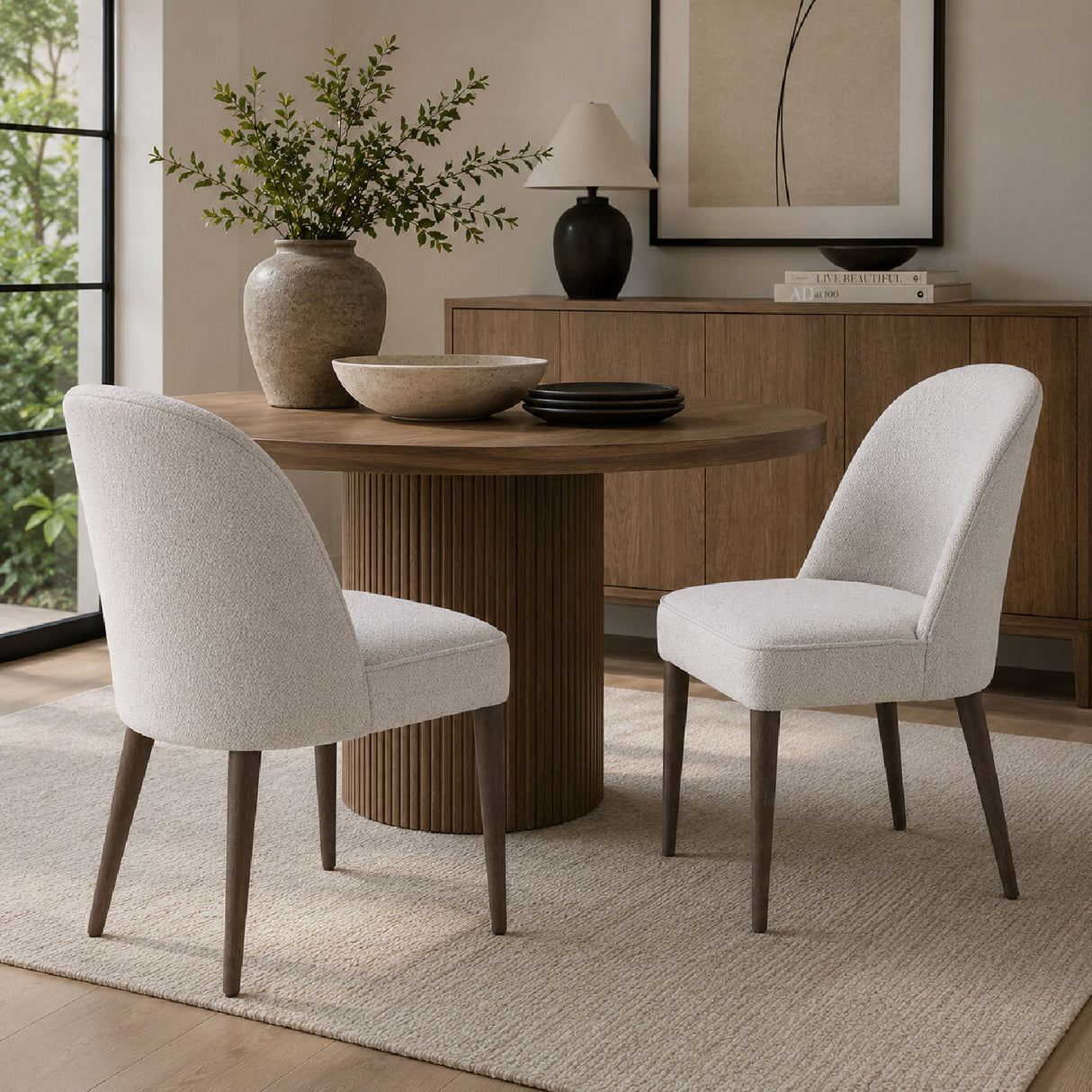   White Fabric Dining Chairs (2) | Oroa.com