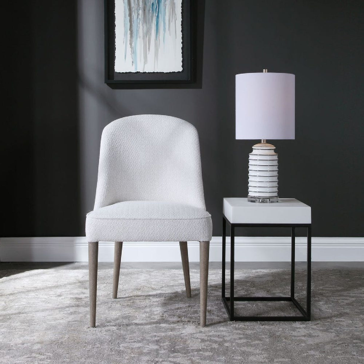   White Fabric Dining Chairs (2) | Oroa.com