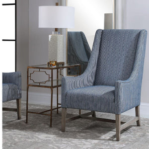   Blue Stripes High-Back Accent Chair | Oroa.com
