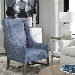   Blue Stripes High-Back Accent Chair | Oroa.com