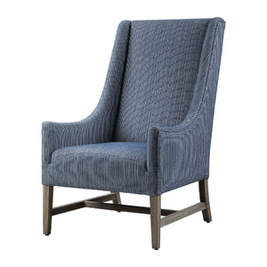   Blue Stripes High-Back Accent Chair | Oroa.com
