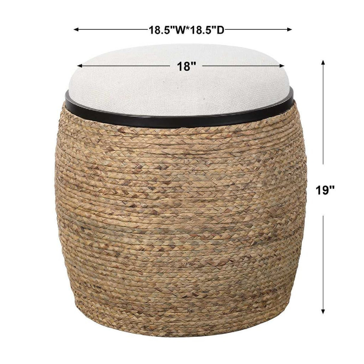   Braided Straw Round Ottoman | Oroa.com