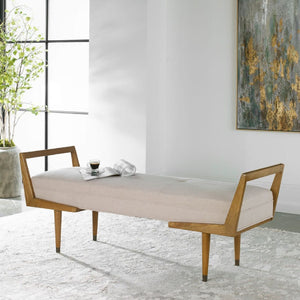   Tufted Beige Fabric Bench | Oroa.com
