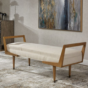   Tufted Beige Fabric Bench | Oroa.com