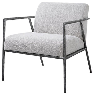   Iron Framed Boucle Lounge Chair | Oroa.com
