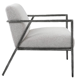   Iron Framed Boucle Lounge Chair | Oroa.com