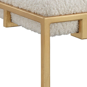   Gold Framed Shearling Bench | Oroa.com