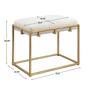   Gold Framed Shearling Bench | Oroa.com