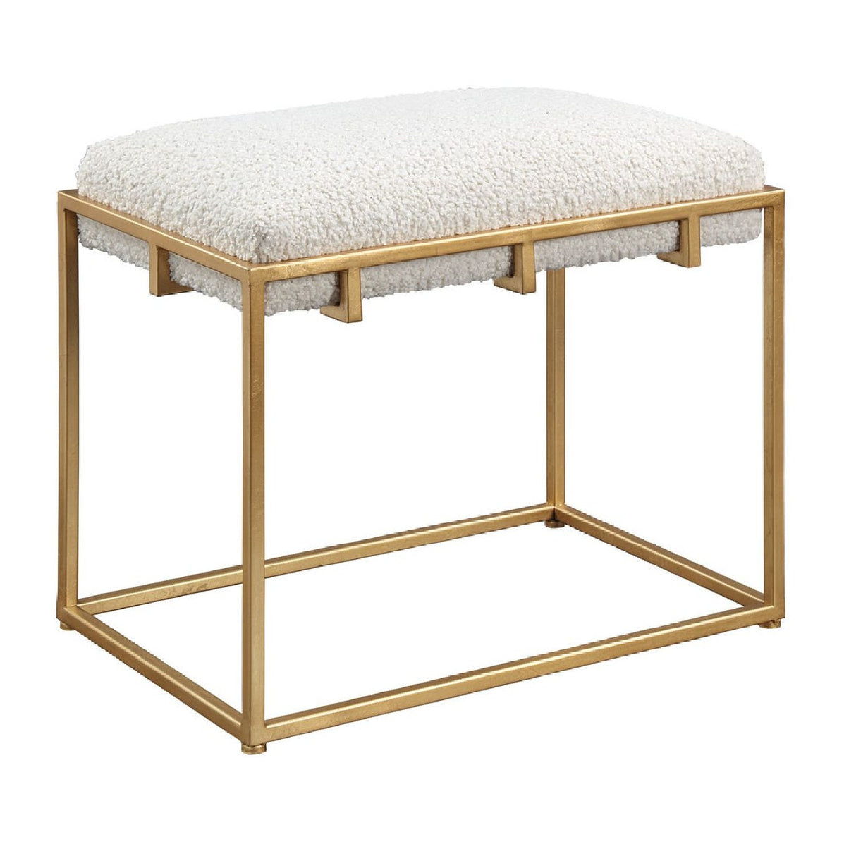   Gold Framed Shearling Bench | Oroa.com